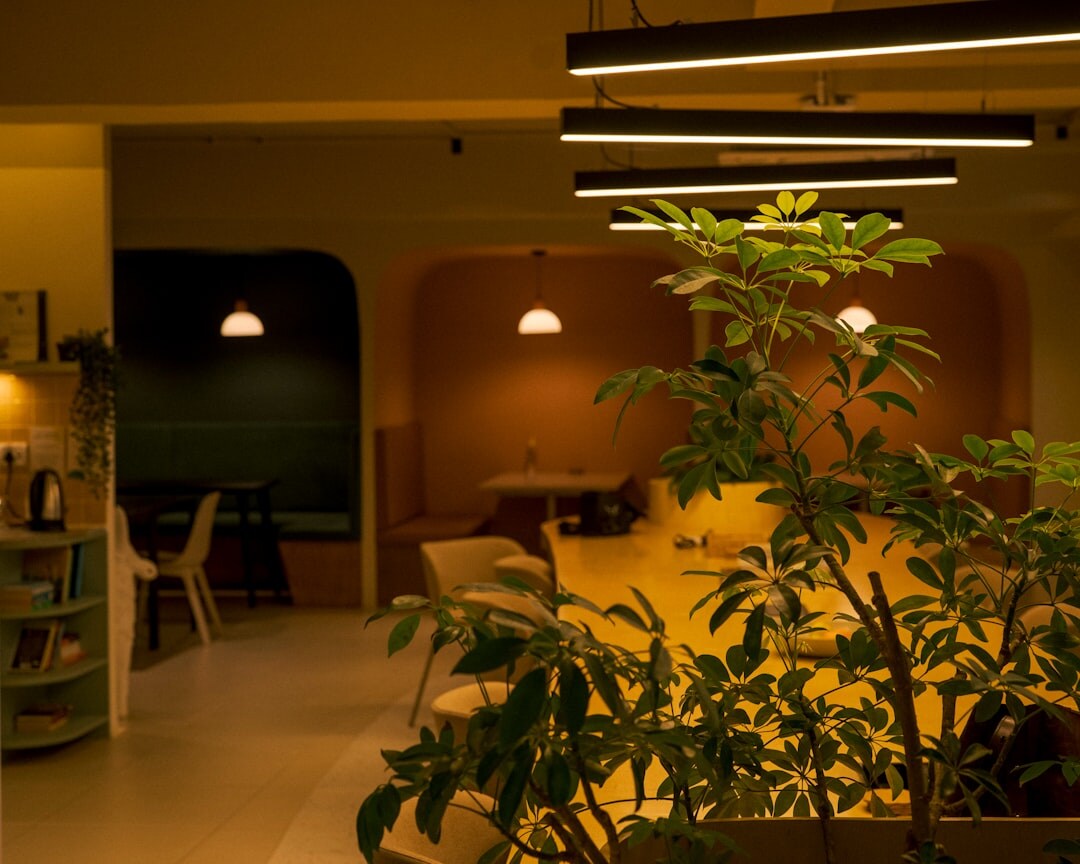 Modern newsroom reception and office interior